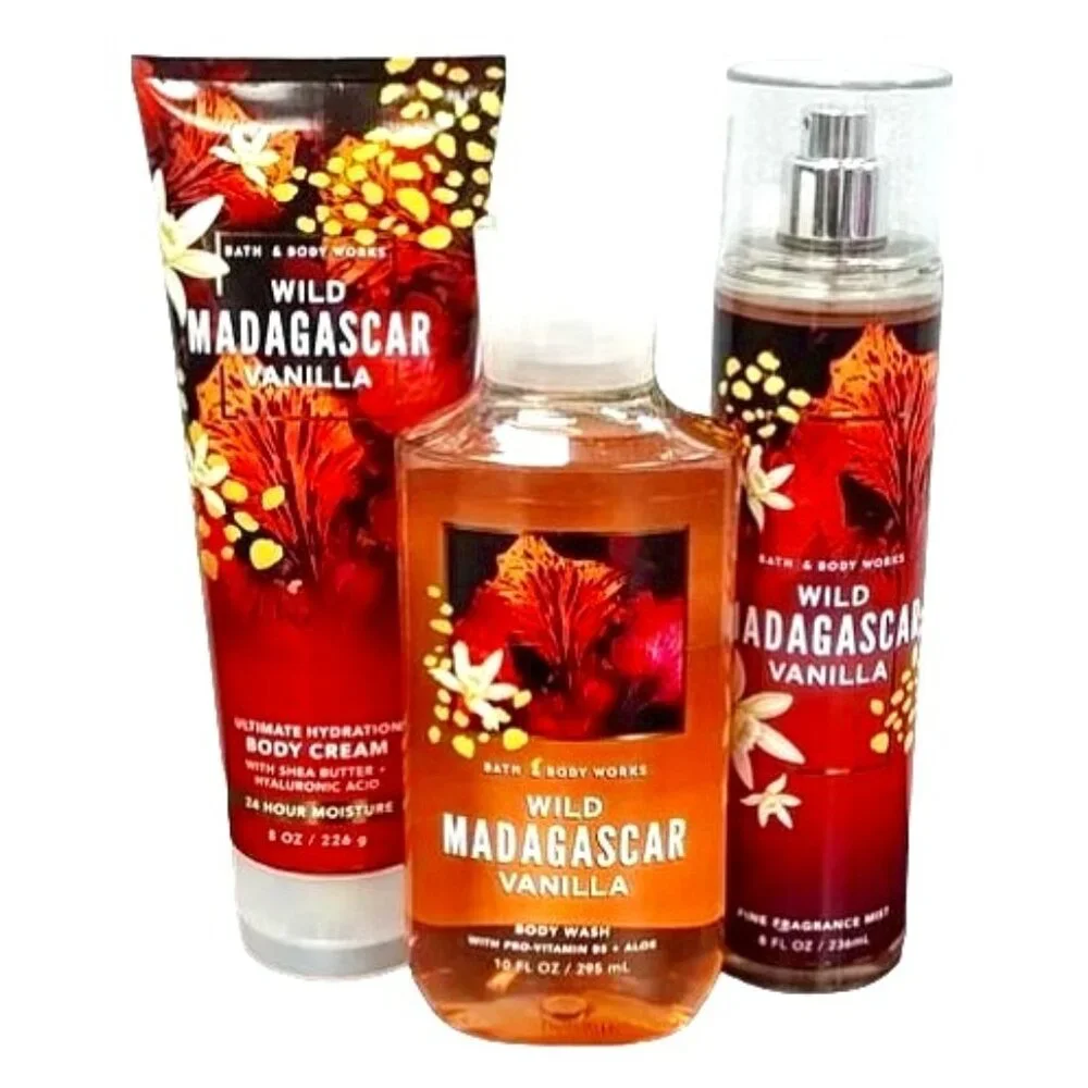 Wild Madagascar Vanilla 3 Piece Bath & Body‎ Works Set NEW